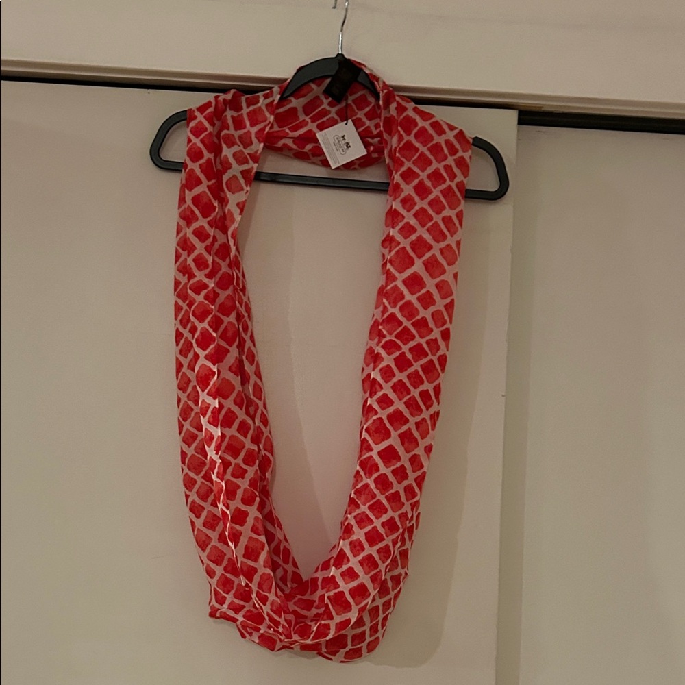 Coach Red and White Patterned Scarf